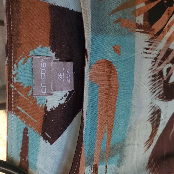 Chico's Knit Top Tribal Rushed SLV Top Pattern Multicolored Sz. 2P Top - Picture 3 of 11